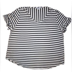 SOLD • Green Envelope White and Black Striped Shirt Size 2X